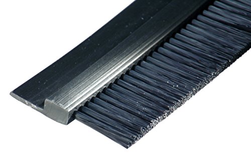Tanis Brush FPVC142072 Bruscada de tira grampeada com PVC flexível, perfil em forma de H, cerdas de nylon preto, comprimento
