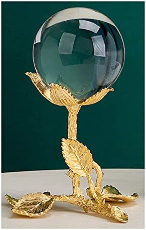 Bola de cristal transparente com ornamentos dourados ornamentos-nórdicos luxuosos esculturas de metal artesanal Arte de ferro, estante de estante de escritório em casa decoração de quarto, adereços de fotografia
