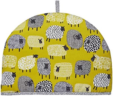 Ulster Weavers Dotty ovelha de avental de algodão - com design bonito de animal desenhado, amarelo - para cozinha e churrasco -