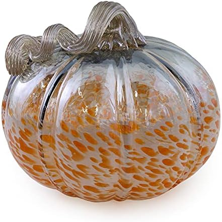 Boston International Decorative Combettop Glass Pumpkin, 6,75 x 6,25 polegadas, cinza curto e laranja