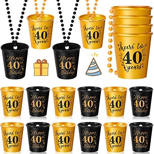 12 peças 30th 40th 50th 60th 70th Shot Glasses Colar Annor Anivery Plastic Shot Glass On Golded Colars Shot Cups para suprimentos