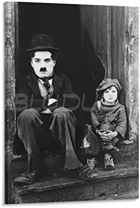 Bludug Charles Chaplin e Jackie Coogan Poster Canvas Posters e Impressões de Arte de Parede para a Decoração do quarto da sala 24x36inch