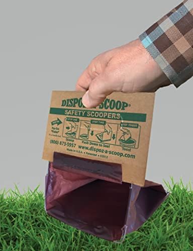 DISPOZ-A-SCOOP Sacos de cocô de cachorro | Scoopers de segurança fáceis | Sacos de resíduos descartáveis ​​de animais de estimação, colher e selo, sem perfume