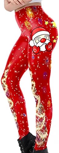 Design da moda Leggings de Natal 3D para mulheres Meninas Tommume High Cídhar Funny Palnta de ioga impressa Butt Lift Holiday Tights
