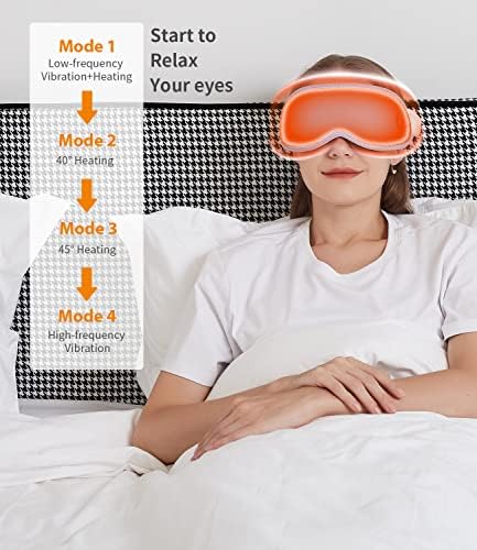 JXP Eye Massager Máscara para dormir com calor e vibração, máscara de sono com aquecimento inteligente sem fio para olhos secos