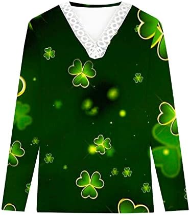 Camisas de outono de verão feminino 2023 Dia de St. Patrick Impresso 3/4 Mangas Tops Casual Casual Casual Lace TRIME