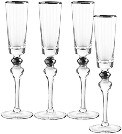 Qualia Glass Q142006 Decoração de flauta/champanhe, claro/prata