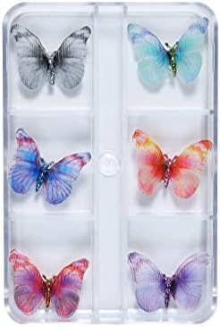 Vefsu Spring Butterfly Charms para Nails 6 cores Summer Butterfly Glitter Glitters Desenhos de borboleta para a Butterfly Unhe