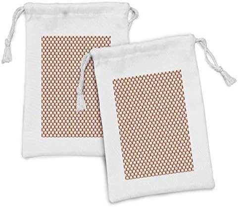 Conjunto de bolsas de tecido abstrato de Ambesonne de 2, árvores frutíferas simplistas de desenhos animados, pequenas bolsas