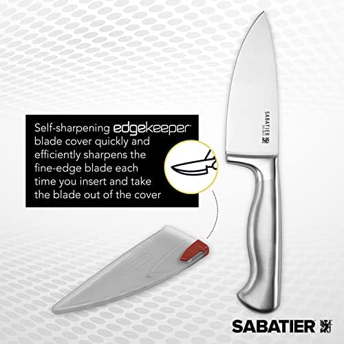 Sabatier forjou a faca de chef de aço inoxidável com tampa de lâmina de auto-escavação, aço inoxidável de alto carbono, faca de cozinha nítida para cortar frutas, legumes e mais, 6 polegadas