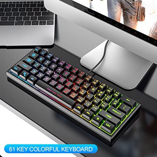 Teclado Kafuty-1 K401 RGB Gaming, 61 teclas de teclado de retroilumos com rede USB 61, mini-teclado, sensação mecânica, para jogador de laptop Mac/PC