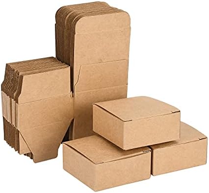 Nignya Pequenas caixas de presente marrom 2.16x2.16x0,98 polegadas, 100pcs caixas minúsculas para presentes mini caixas favoritas