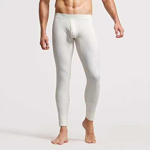 Calça casual masculina de cor sólida de cor de algodão respirável Leggings Warm Long Johns calcinha