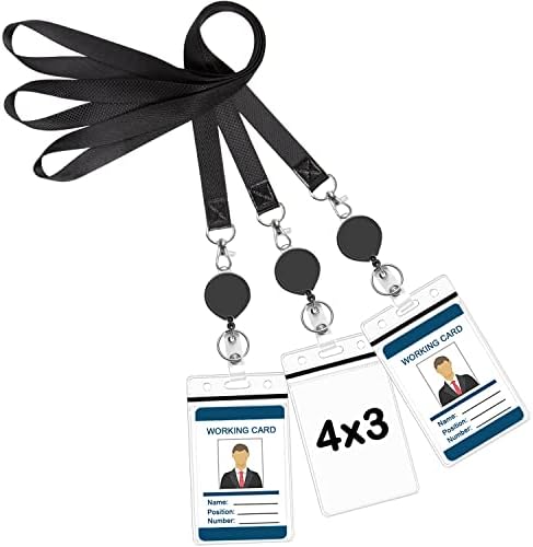 Aiwoqi 3 pacote de pacote com identificação Badges Holder Black Raingardas retráteis para identificação Badges Holder grande