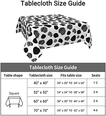 Talha de mesa quadrada do padrão de estampa de vaca ZUCRCFFY, 60x60 polegadas, manchas resistentes a impressão lavável resistente