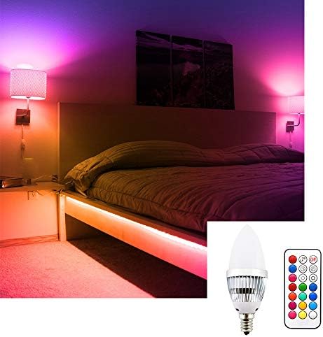 Lustaled 3W RGBW RGBW LED E12 Candelabra Base Base Alteração de cor C35 lâmpadas lustres e12 ladrões de lustres com controlador de romote para a lâmpada de ambiente KTV de escaração em casa