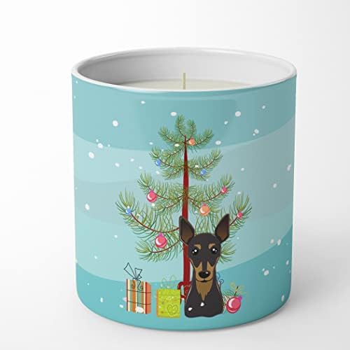 Tesouros de Caroline BB1612CDL Árvore de Natal e Min Pin 10 Oz Candle de soja decorativa, Soja Nature e Decoração de