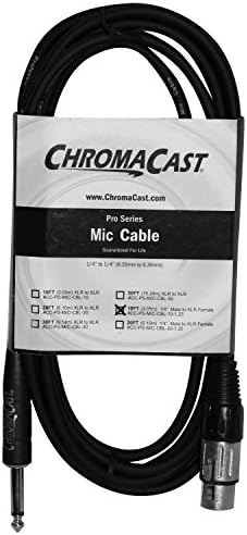 Cabo de microfone da série Chromacast Pro 10 pés, preto, 1/4 masculino para xlr fêmea feminina