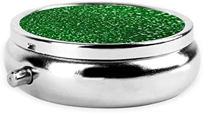 Caixa de pílula redonda de sparkle redonda de lantejoulas verdes - Dispensador de pílula diária Organizador de vitamina