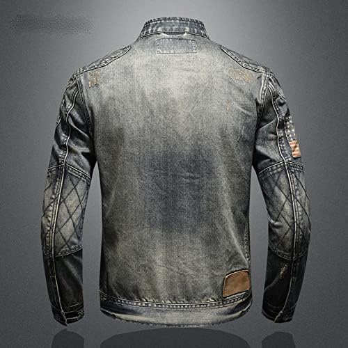 Jaqueta de jeans masculina da primavera e outono Slim Fit Motorcycle Jacket Splice Multi Zipper Men's Wear