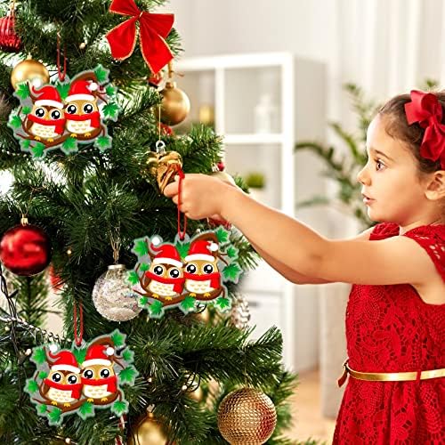 3 peças Família de coruja de Natal de 2 ornamentos acrílico Owl Owl Owrthouse Farmhouse Tree Ornamentos de Coruções Decorações de Owl Decorações de Natal para a Árvore da Árvore de Natal Decoração da sala de estar