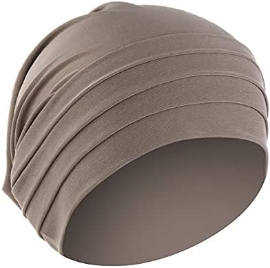 Chapéu de gorro feminino Roughed Vintage Chemo Caps Soft confortável grisões plissados ​​para mulheres esticam abundância