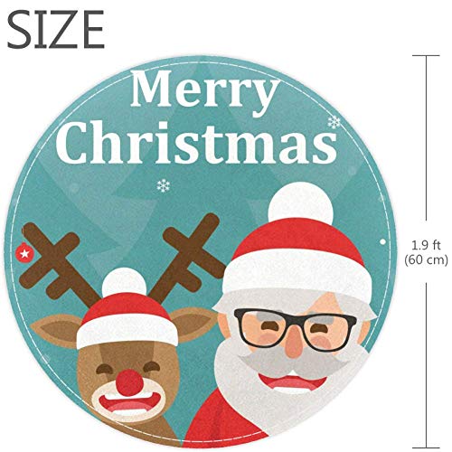 Papai Noel Cervo de Natal, capacho sem deslizamento 23,6 Ranta de tapete redonda tapetes tapetes para crianças quarto de bebê quarto berçário