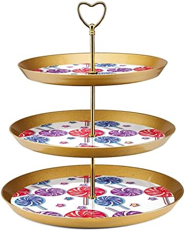 Stand de cupcakes de 3 camadas, exibição da torre de sobremesas, suporte de bolo de padrões doces para a decoração de festa