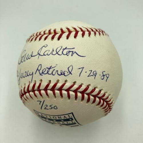 Steve Carlton #32 aposentado 7-29-1989 assinado Hall of Fame MLB Baseball JSA COA-Bolalls autografados