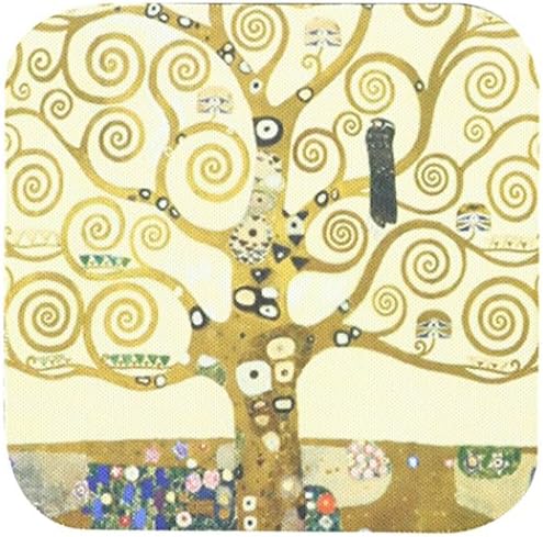 3drose LLC CST_155632_2 Coasters suaves, The Tree of Life 1909 por Gustav Klimt-Stylish ramo ramos-fino-de-brown-fine deco, conjunto de 8