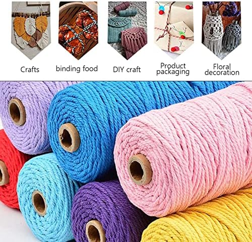 Corda de algodão colorida Diy tecido de 3 mm de algodão de algodão de espessura tecido de tapeçaria corda amarrada