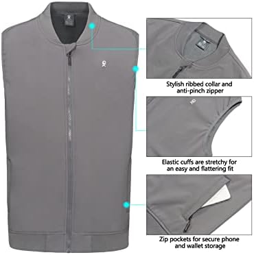 Little Donkey Andy Men's Lightweight Softshell Vest Golf Jacket sem mangas de lã à prova d'água forrada de caminhada para caminhada