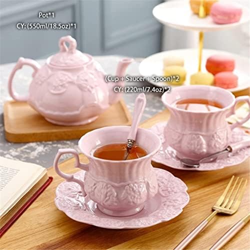 Conjunto de chá cerâmico rosa elegante de escritório