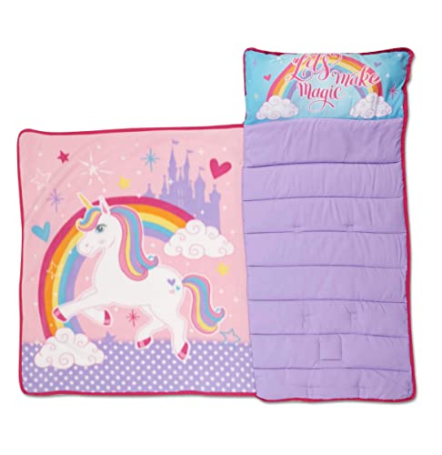 FUNHOUSE UNICORN Kids Nap Mat Set - Inclui travesseiro e cobertor de lã - Ótimo para meninas cochilando durante a creche ou