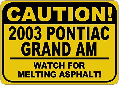 2003 03 Pontiac Grand Am Cuidado Sinal de asfalto - 12 x 18 polegadas