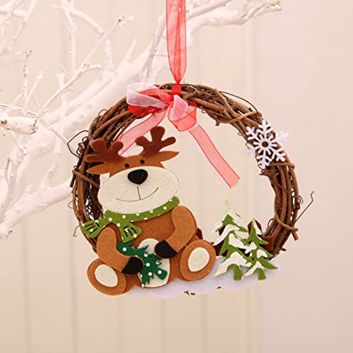 Feliz Christeiro Wreath Rattan Grinalh para a porta da frente pendurada guirlanda de ornamento para pingente decorativo interno/externo