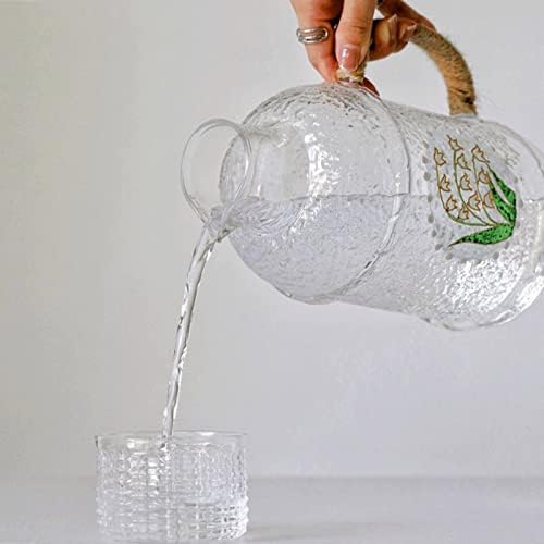 WDDH CAMINHO DE CABEÇA DE ÁGUA COM CONJUNTO DE COMBLE DE COMBLE, Conjunto de jarra de água noturna de vidro de vidro limpo, arremessador elegante e vidro de bebida combinando como tampa para o quarto de hóspedes, um presente