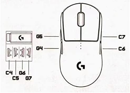 Botão lateral de Wadetong C4 C5 G6 G7 Tampa lateral da tampa da tampa da tampa do mouse Logitech G Pro Wireless Gaming