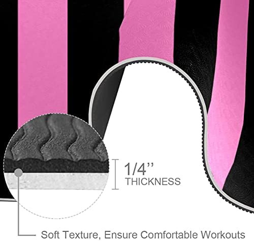 6mm de tapete de ioga extra grosso, padrão de listra preta e rosa Imprimir impressão de tapetes de exercícios TPE de TPE Pilates com ioga, treino, fitness e exercícios de piso, homens e mulheres