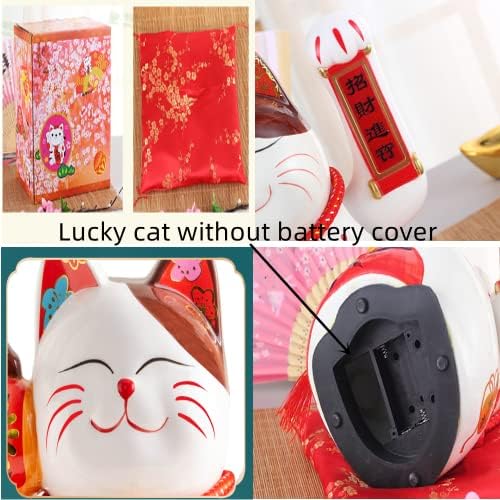 10 Cerâmica branca Maneki Neko Lucky ， CAT com braço de ondulação ， para lojas, restaurantes, sala de estar -Decorações do