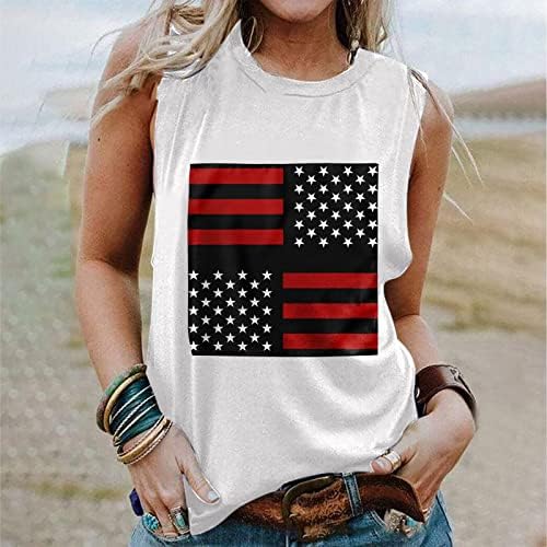 Tanques de verão Tops para mulheres American Flag Fand