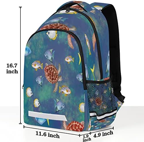 Tartaruga marinha cfpolar Backpack dos animais de peixe tropical com mochila da escola de compartimento de laptop para homens homens universitários adolescentes meninos meninos meninos
