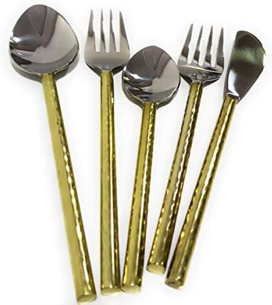 Conjunto de talheres nauticalmart Twisted Brass e Silver Dinning Hall, colher artesanal, Fork & Knife Stainless Dinnerware Flowware Medieval Cutlery Conjunto