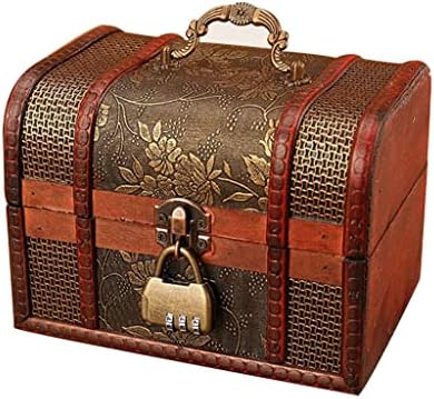 Caixa de madeira vintage da caixa de jóias com caixa de armazenamento de armazenamento de armazenamento de armazenamento de bugigina