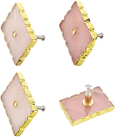 Conjunto de Warmhut de 4 botões de gaveta de cristal de quartzo rosa