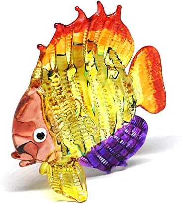 Zoocraft de vidro tropical de peixe -mar estatueta de mão soprada de arte selo -vida colecionável decoração de aquário em miniatura