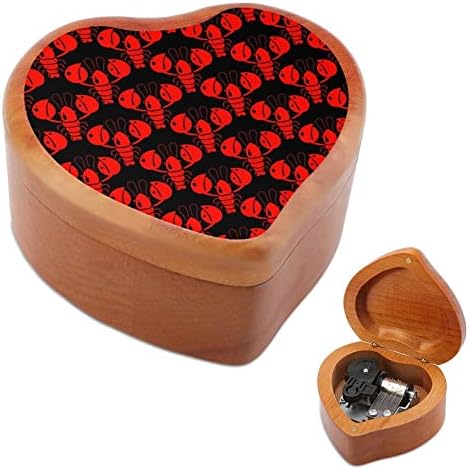 Lagostas Red Lagshish Relógio vintage Caixa musical da caixa de música em forma de coração Gifts para amigos da