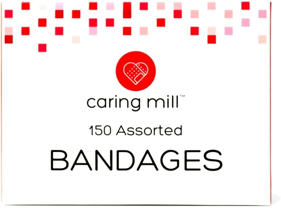 Caring Mill Super Value Bandrages Bandrages Variety Bulk Pack em tamanhos variados com conforto leve e Flex Fabric