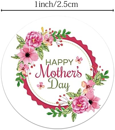 Adesivos de anime fofos adesivos felizes design de coração rosa doce para decorações do dia das mães embrulhando 1,5 polegada