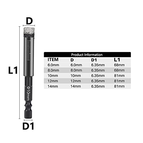 Cutter serra de orifício 6-14mm Vaccum Borda de diamante de diamante de vácuo para granito Mábil de mármore Ferramentas de perfuração de vidro 1pcs